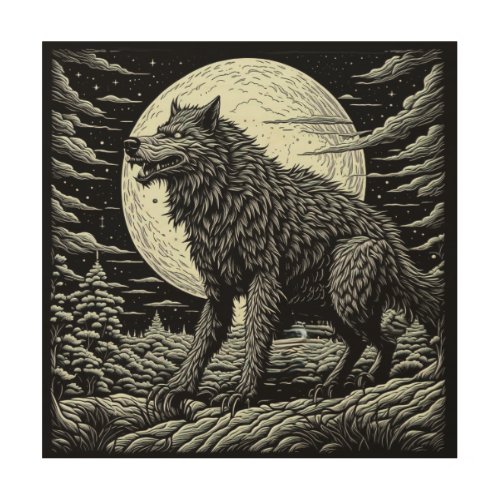 Black and white Vintage Werewolf Ai Art