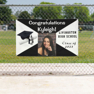 Black and White Vinyl Graduation Photo Banner