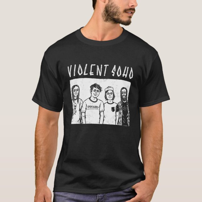 Black And White Violent Art Soho Lyric Music Appar T-Shirt (Front)