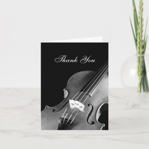 Black and White Violin Musician Funeral Sympathy Thank You Card