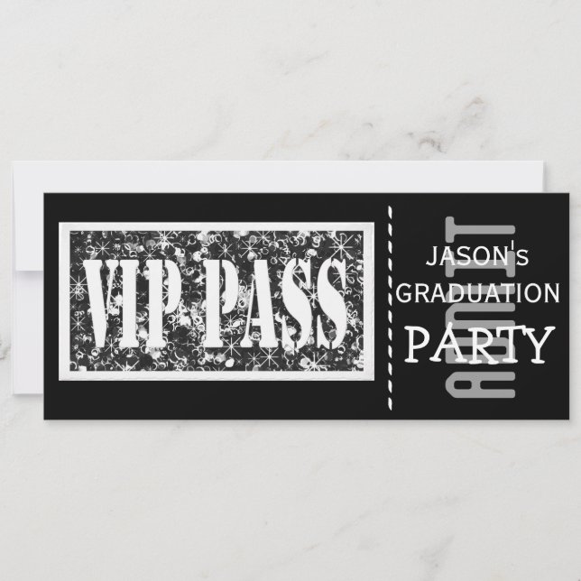 Black and white VIP Graduation party Invitation (Front)