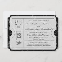 Black and White VIP Wedding Ticket Invitations