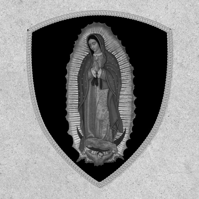 Black and White Virgen de Guadalupe Patch (Front)
