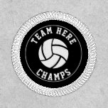 Black and white volleyball ball champs, team name patch