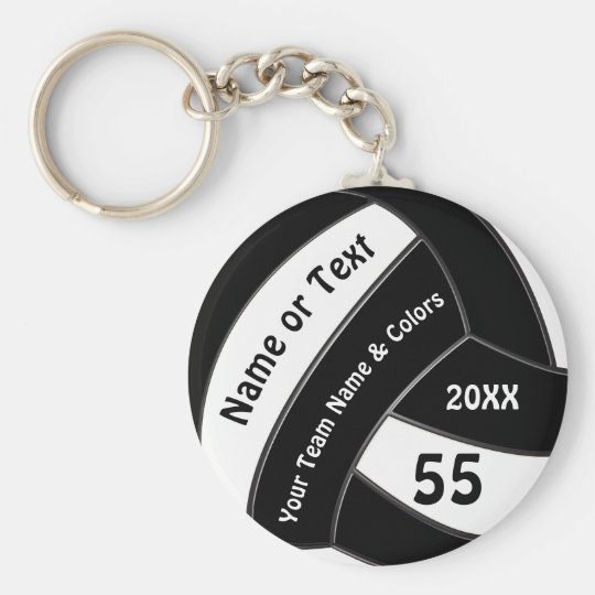 Black and White Volleyball Keychains Personalized