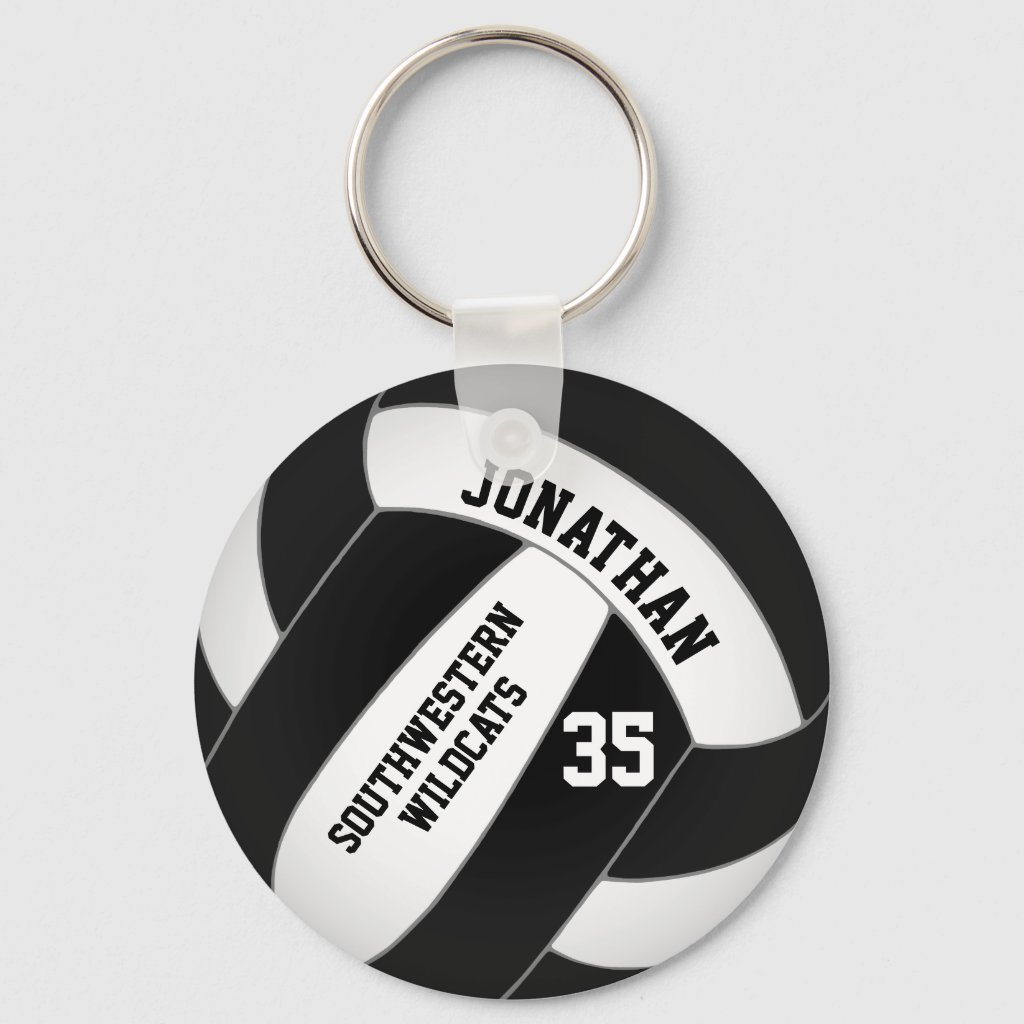 black and white volleyball team colors boys keyring