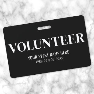 Black And White Volunteer Badge
