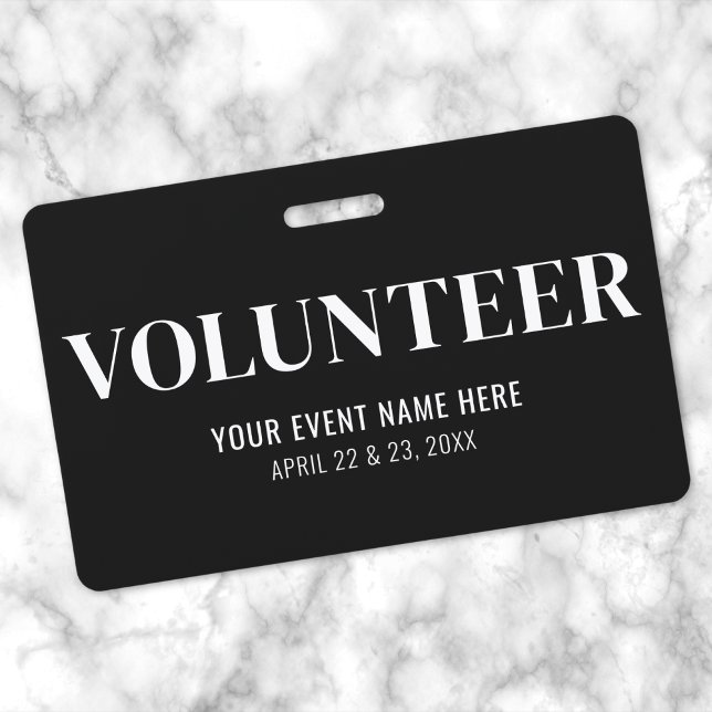 Black And White Volunteer Badge (Black And White Volunteer Badge)