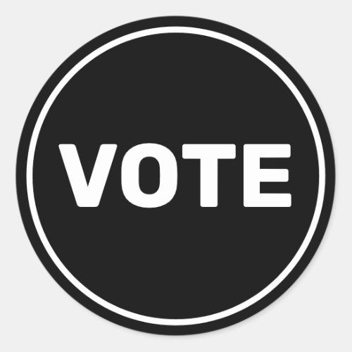 Black and White Vote Classic Round Sticker