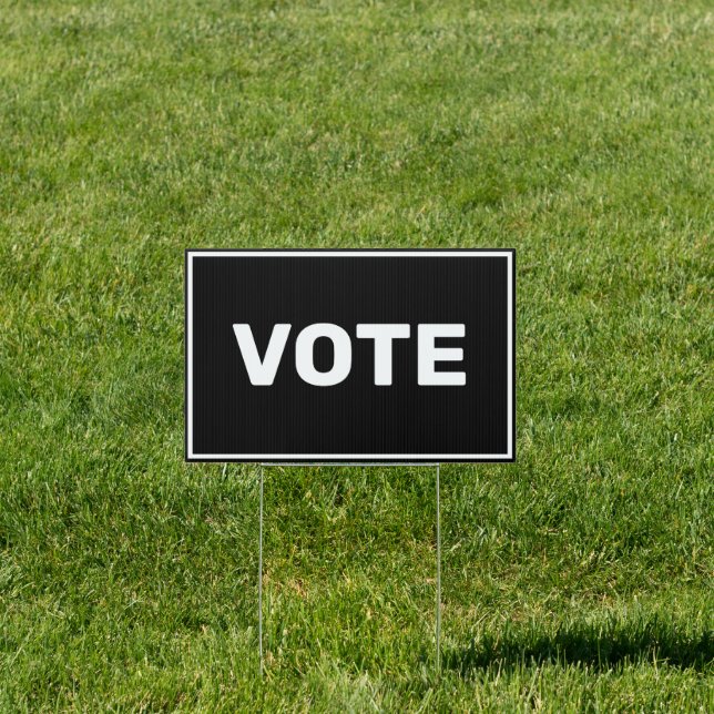 Black and White Vote Yard Sign (Insitu)