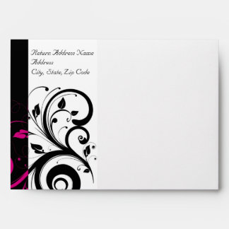 Black and White w/ Fuchsia Reverse Swirl Envelope