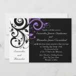 Black and White w/Purple Swirl Wedding Invitations