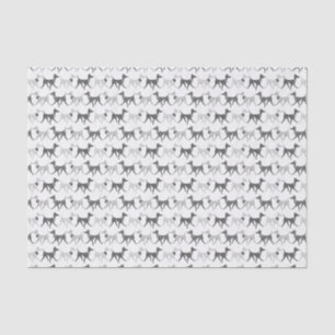 Black and white walking dogs tissue paper