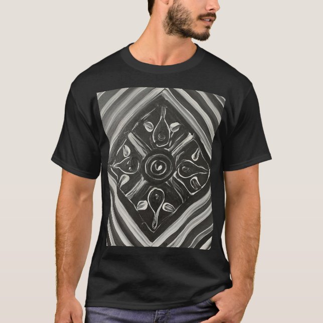 Black and White Wall Art Abstract T-Shirt (Front)