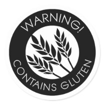 Black and White Warning Contains Gluten Symbol Classic Round Sticker