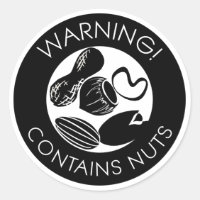 Black and White Warning Contains Nuts Symbol