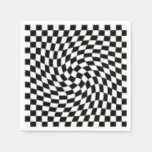 Black and White Warped Checkered Pattern