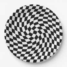 Black and White Warped Checkered Pattern