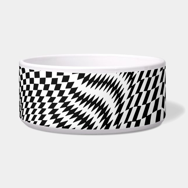 Black and White Warped Checkers Bowl (Front)