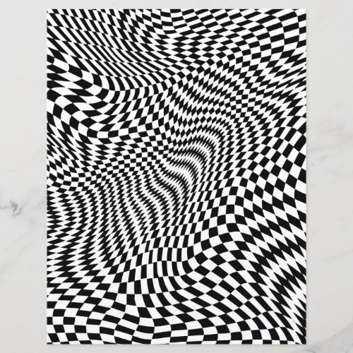 Black and White Warped Checkers Scrapbook Paper