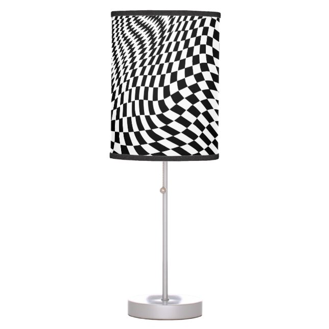 Black and White Warped Checkers Table Lamp (Front)