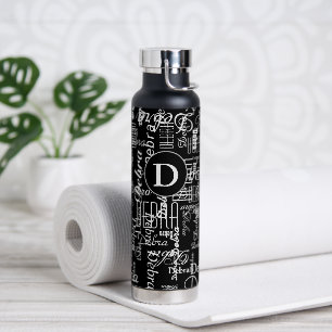 Black and White Water Bottle Name / Monogram