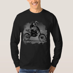 Black and White Water Color Dirt Bike T-Shirt