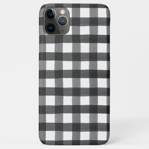 Black and White Watercolor Buffalo Check iPhone 11 Pro Max Case