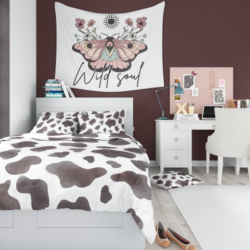 Black and White Watercolor Cow Print Duvet Cover