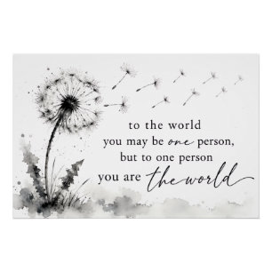 Black and White Watercolor Dandelion Inspiration Poster