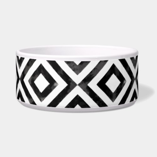 Black and White Watercolor Diamond Pattern Bowl