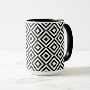 Black and White Watercolor Diamond Pattern Mug