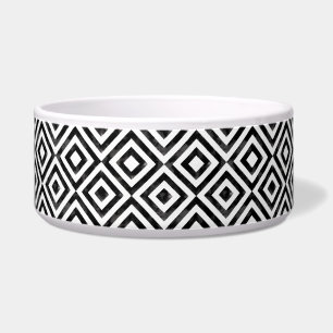 Black and White Watercolor Diamonds Pattern Bowl