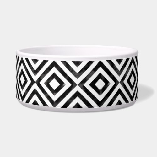 Black and White Watercolor Diamonds Pattern Bowl