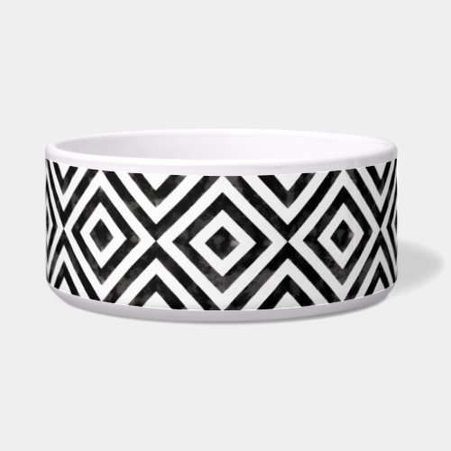 Black and White Watercolor Diamonds Pattern Bowl