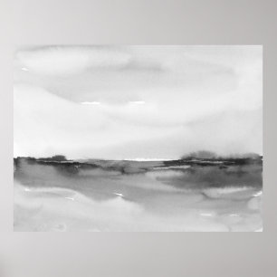 Black and White Watercolor Landscape 2 Poster