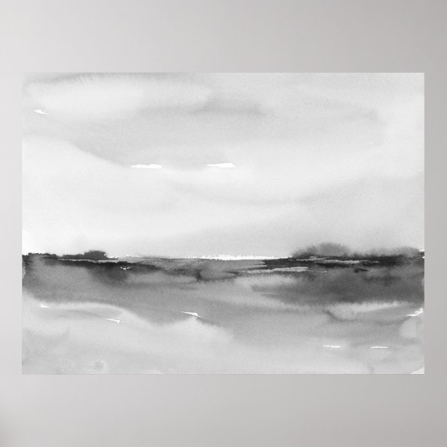Black and White Watercolor Landscape 2 Poster (Front)