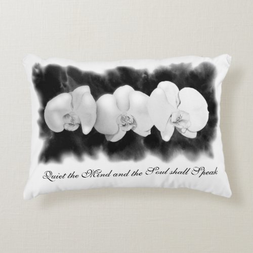 Black and white watercolor orchids accent pillow