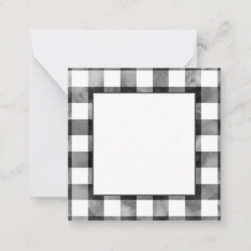 Black and White Watercolor Plaid Note Card