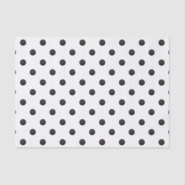 Black and White Watercolor Polka Dot Pattern Tissue Paper (Front)