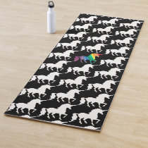 Black and White Watercolor Rainbow Unicorn Pattern Yoga Mat