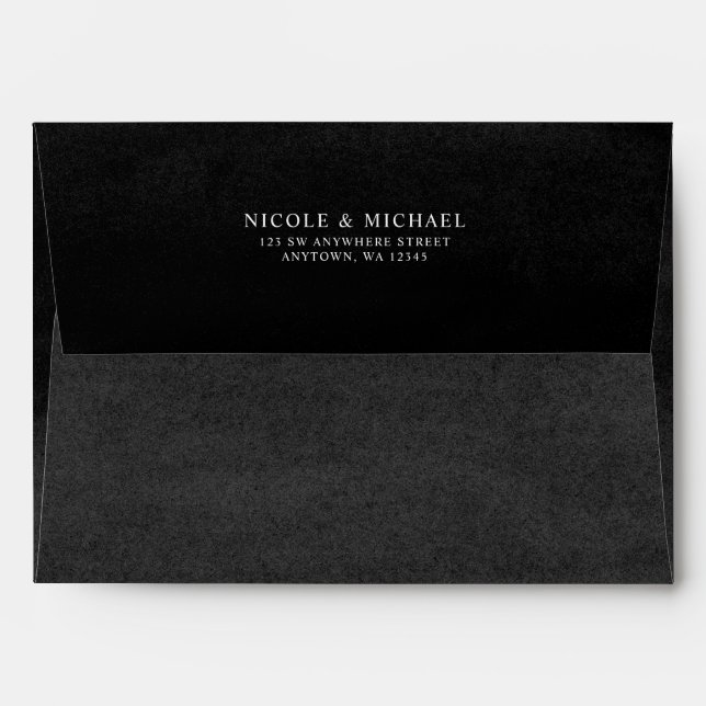 Black and White Watercolor Return Address A7 Envelope (Back (Top Flap))