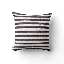 Black and White watercolor stripe pillow