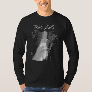 Black and White Waterfall Landscapes T-Shirt