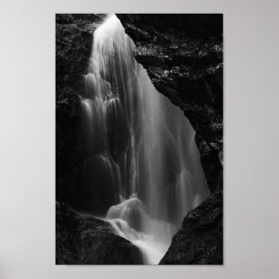 Black and white waterfall long exposure poster