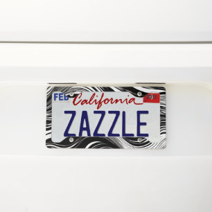 Black And White Wave Abstract License Plate Frame