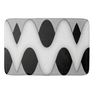 Black and White Wave Bathroom Mat