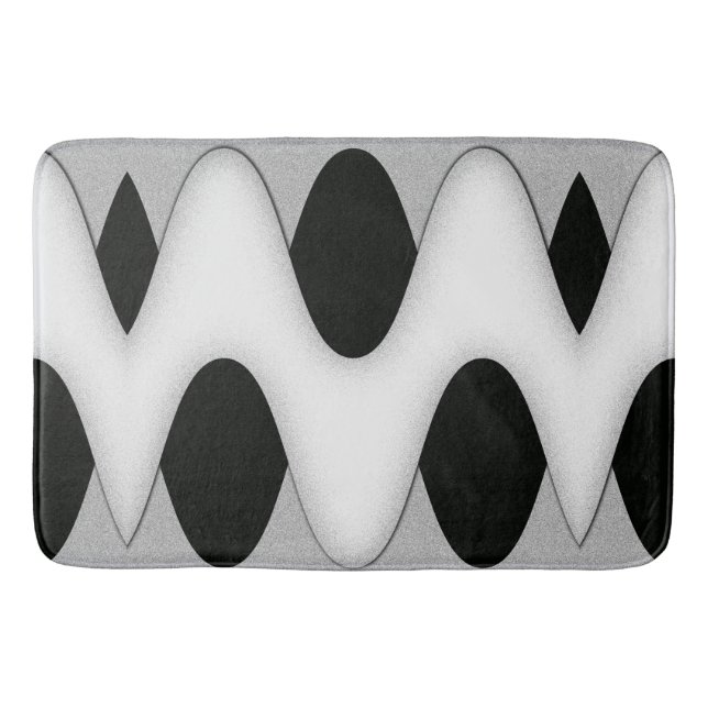 Black and White Wave Bathroom Mat (Front)