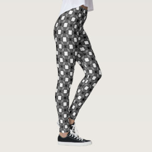 Black and White Wave Optical Illusion Pattern Leggings
