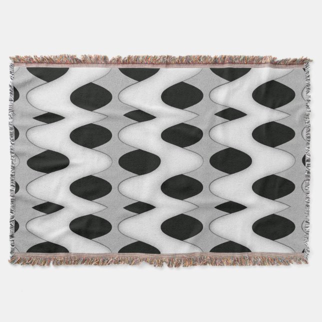 Black and White Wave Throw Blanket (Front)